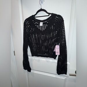 Wild Fable Black Knit Crop Top. Perfect Coverup for beach.